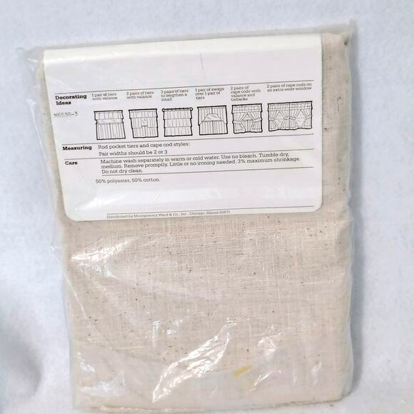 Montgomery Ward Hickory Dusty Blue Country Lace Ruffle Tier Curtains 68x36" Vtg - Picture 3 of 4